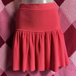poppy pink drop waist ruffled skirt
